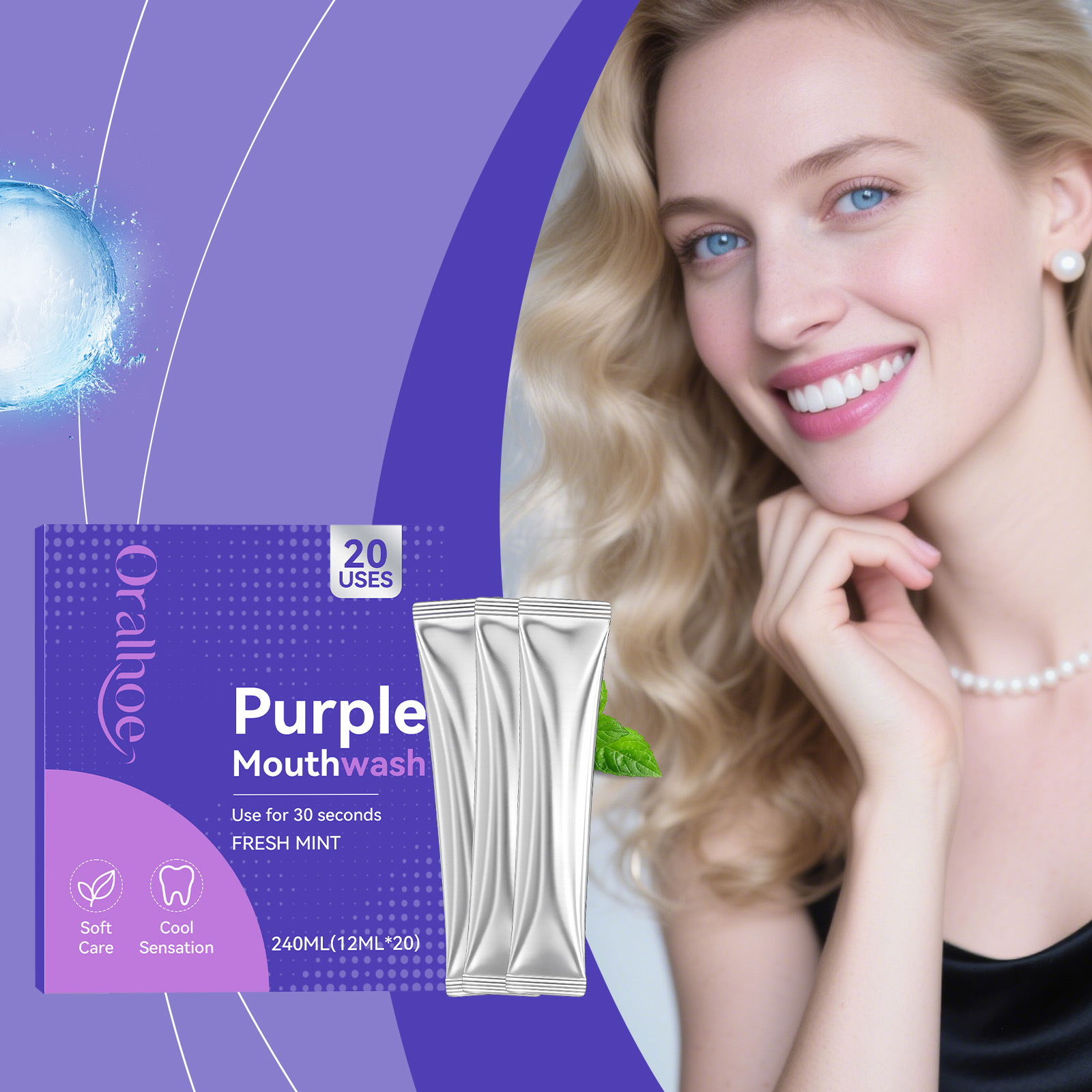 20pcs Purple Mouthwash Teeth W - Teeth Whitening Mouthwash 评论和价格